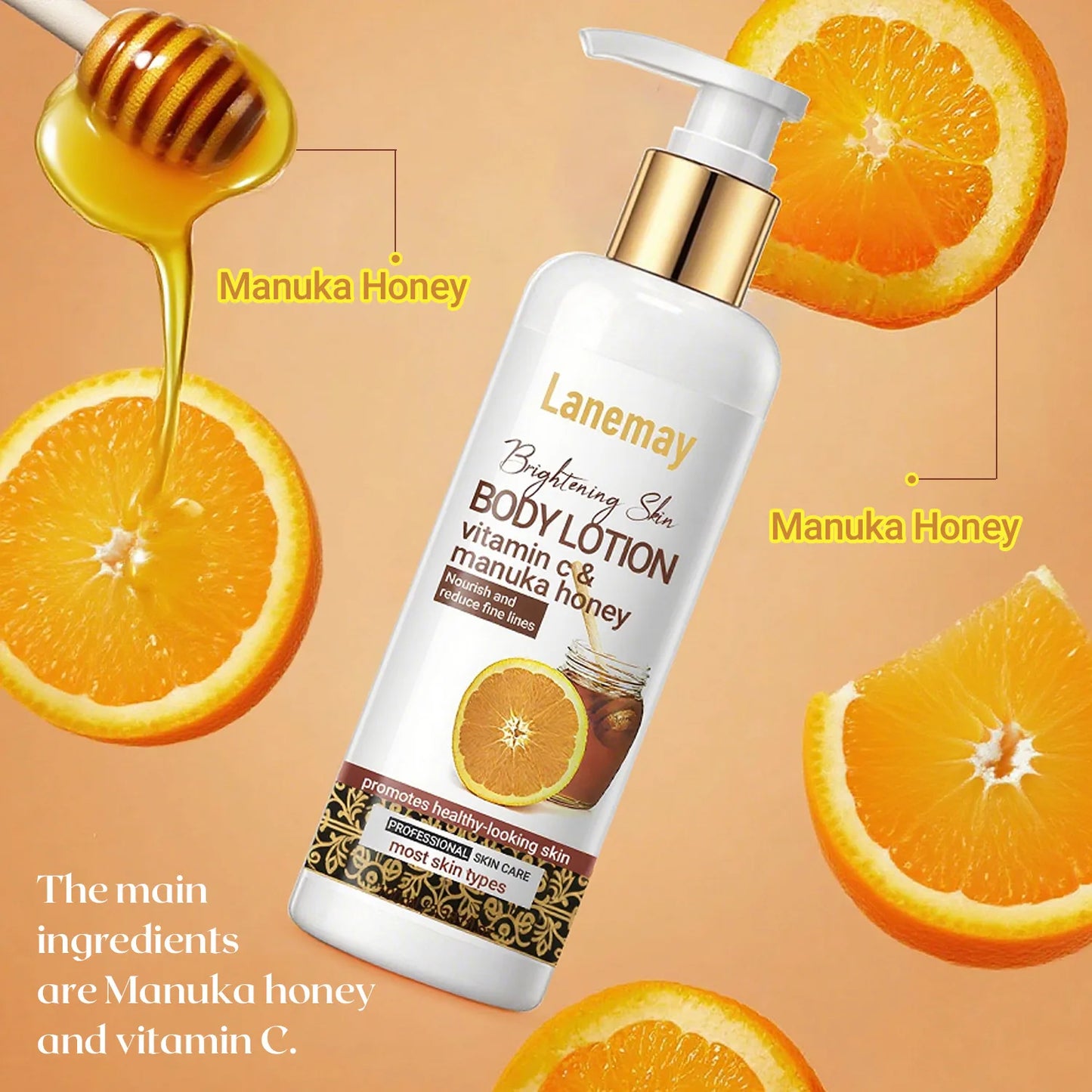 Winter Body Moisturizing and Hydrating Body Lotion, Vitamin C Body Lotion Containing Manuka Honey, Moisturizes Body Skin 100ml