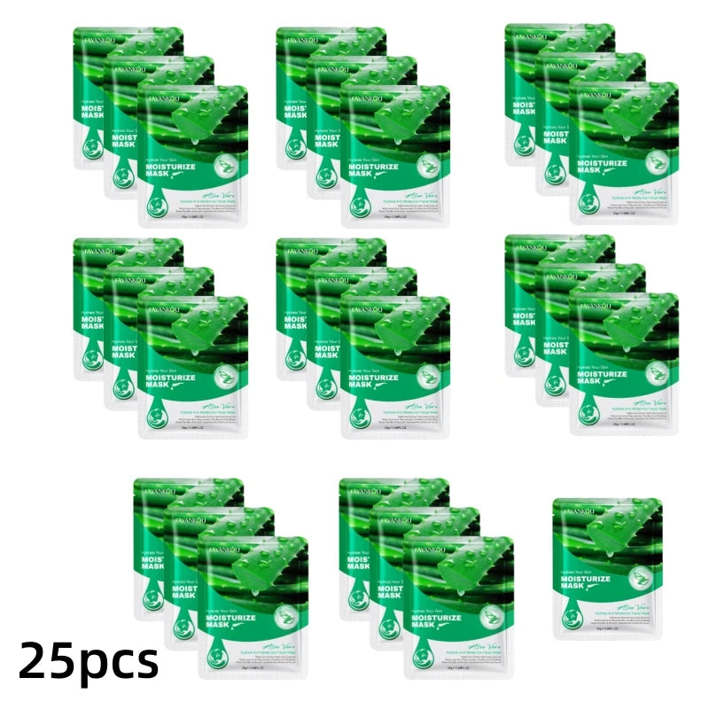 Multi-Pack Aloe Vera Moisturizing Mask, Contains Aloe Vera Essence, Nourishing and Hydrating, for Daily Facial Care, Suitable for All Skin Types, Multi-Pack Value Pack