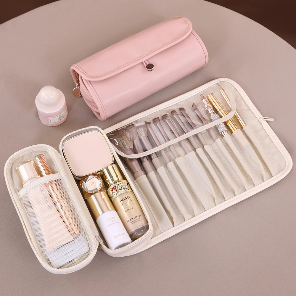 1pc large capacity multifunctional makeup bag, makeup brush bag, storage bag, portable folding beauty makeup makeup storage bag