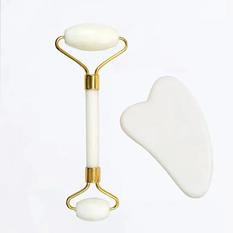 Jade Gua Sha & Face Roller Set — Facial Lifting & Sculpting Tools