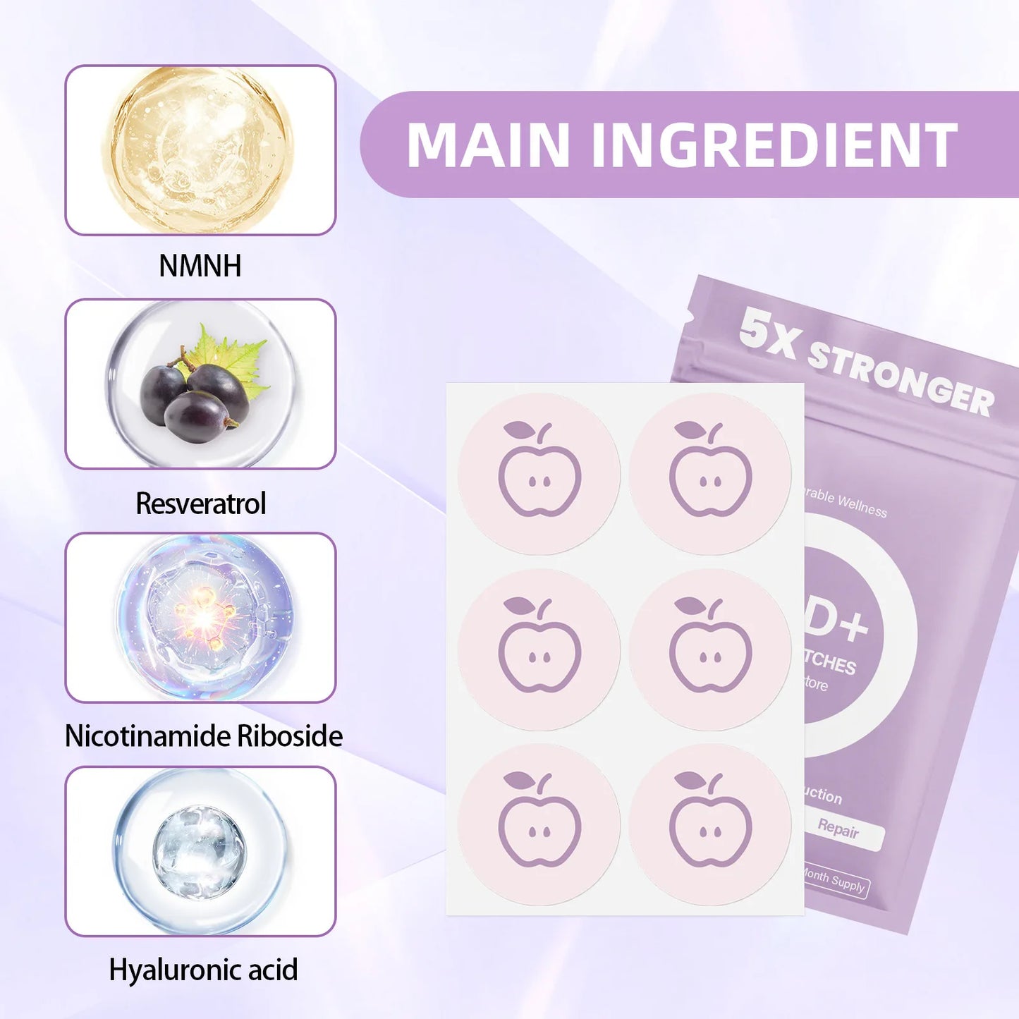 5x Enhanced Patch, NAD+Care Patch, Lazy Patch, Gentle Care for Arms and Waist, Kind Patch, Suitable for All Skin Types