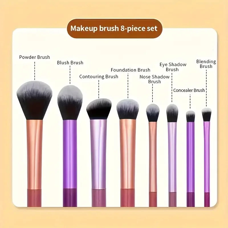 8-Piece Makeup Brush Kit — Full Face Set