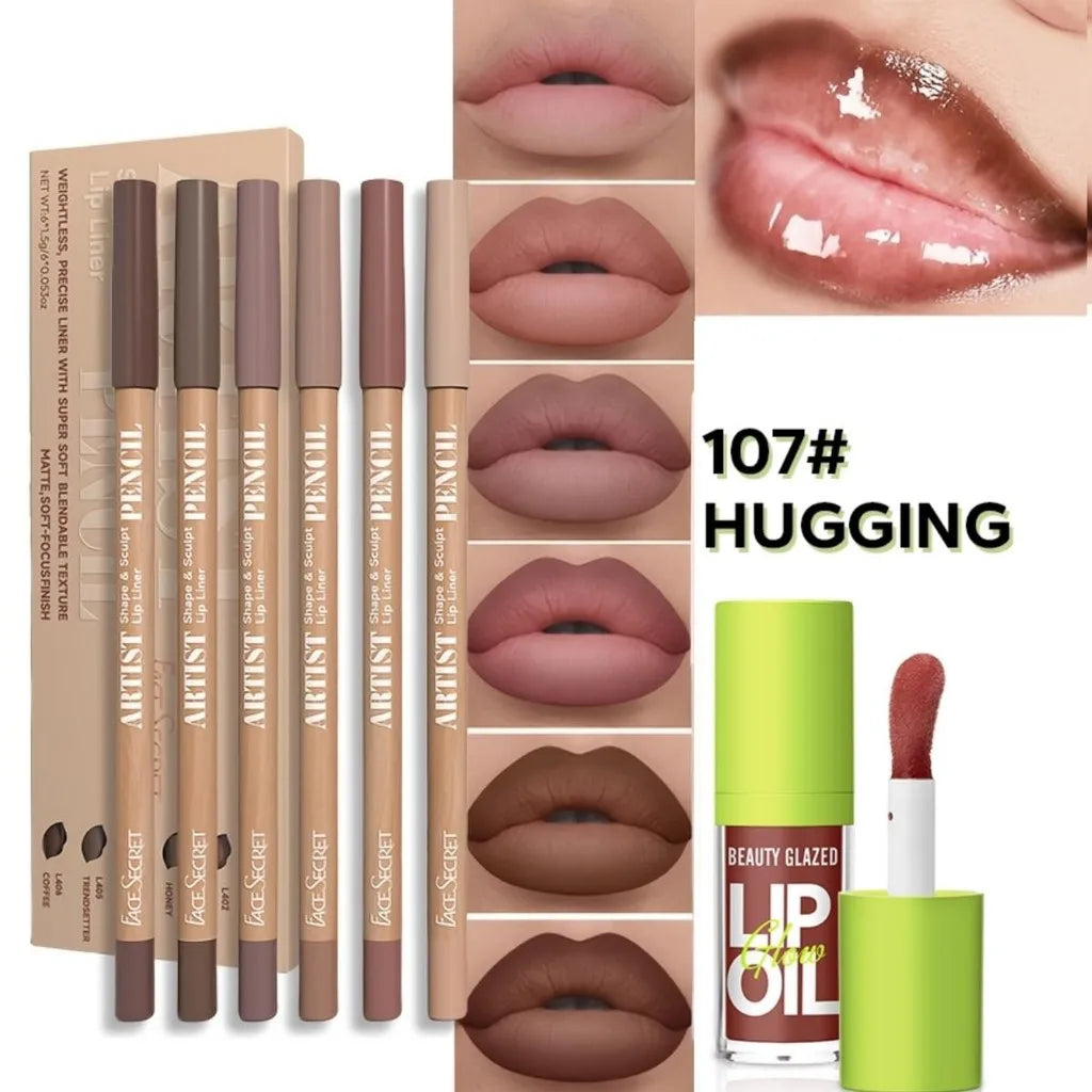 BEAUTY GLAZED 6-Piece Lipliner Set — Matte Waterproof