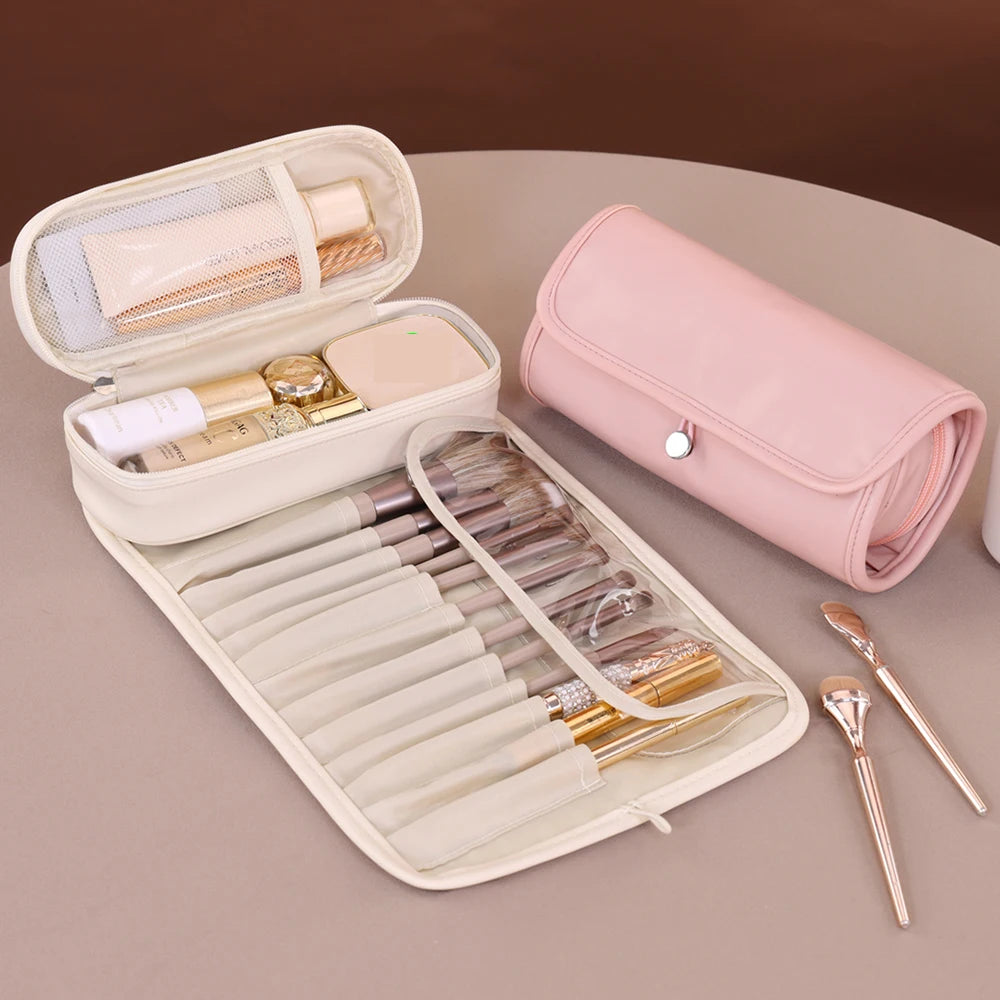 1pc large capacity multifunctional makeup bag, makeup brush bag, storage bag, portable folding beauty makeup makeup storage bag