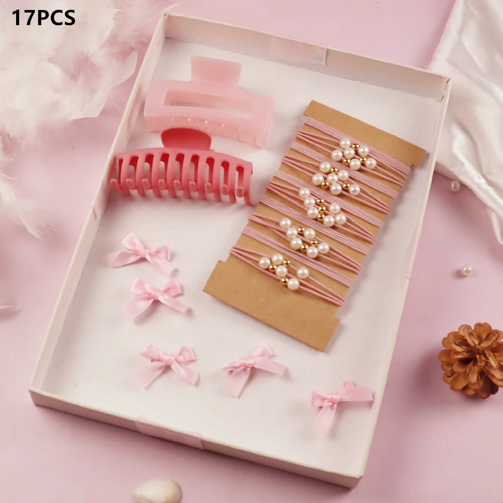 Pink Hair Accessories Set — Claws & Scrunchies