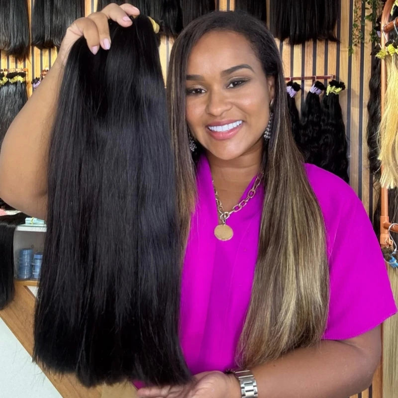 100% Human Hair Bulk No Weft Remy Vietnam Hair Straight Hair Bundles Real Natural Black Hair 613 Blonde 30inch For Braiding