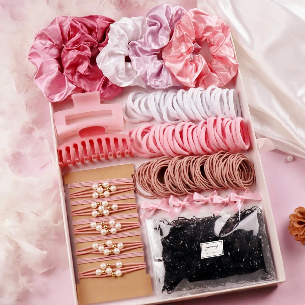 Pink Hair Accessories Set — Claws & Scrunchies