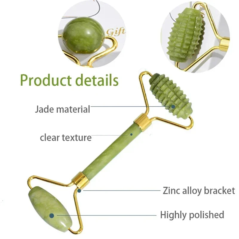Jade Gua Sha & Face Roller Set — Facial Lifting & Sculpting Tools