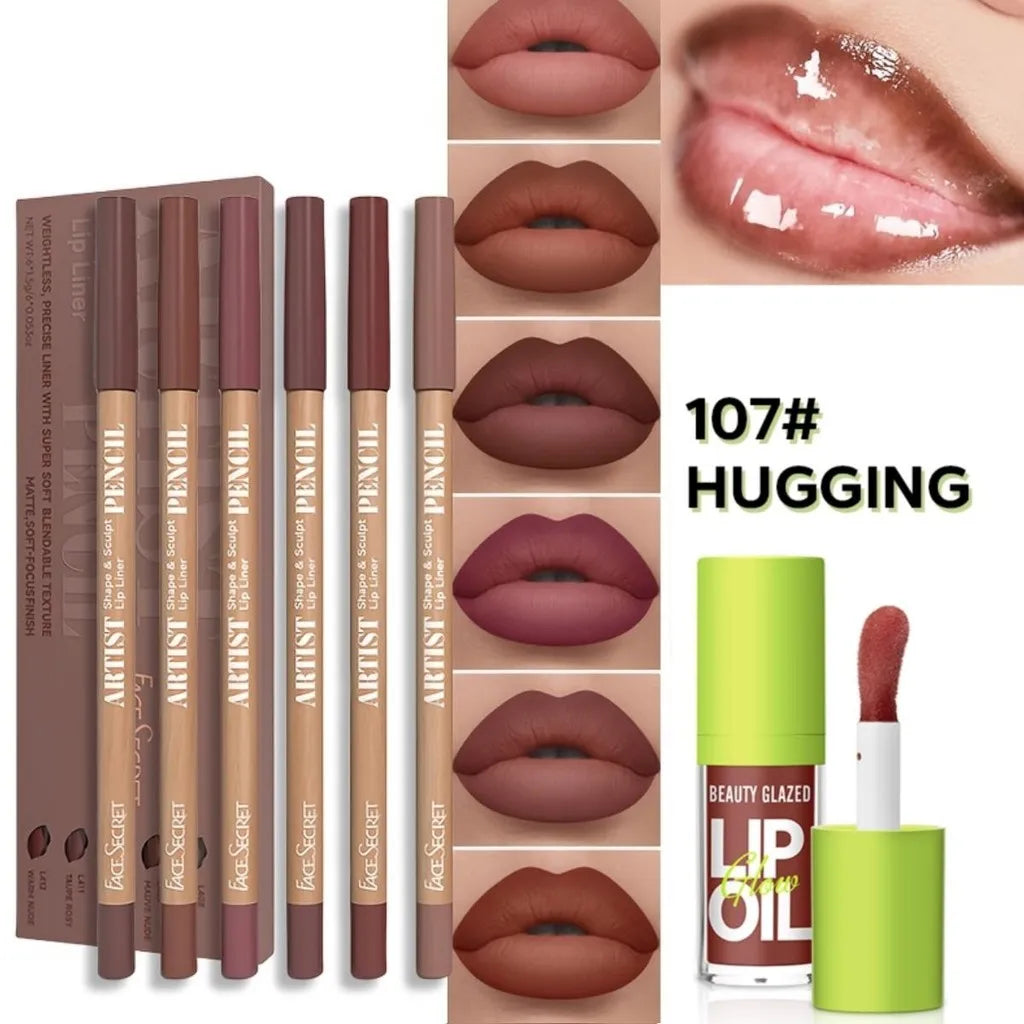 BEAUTY GLAZED 6-Piece Lipliner Set — Matte Waterproof
