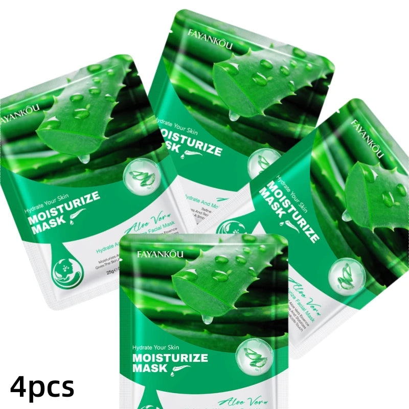 Multi-Pack Aloe Vera Moisturizing Mask, Contains Aloe Vera Essence, Nourishing and Hydrating, for Daily Facial Care, Suitable for All Skin Types, Multi-Pack Value Pack