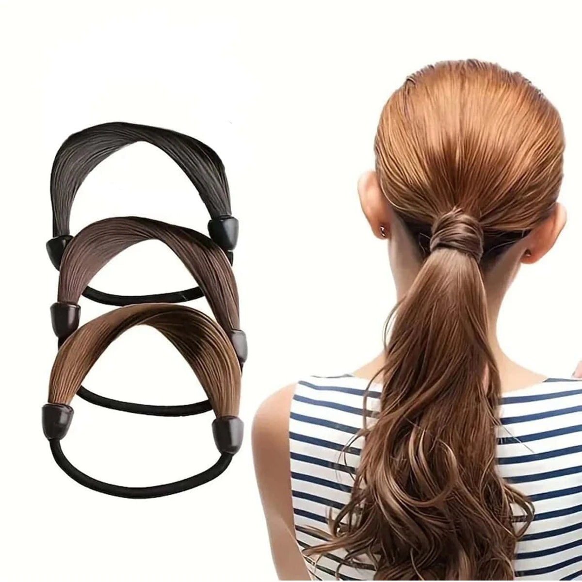 Hair Rope Elastic Band, Artificial Wig Hair Tie, Fashionable Wig Hair Ring, Straight Hair Ponytail Elastic Hair Accessory