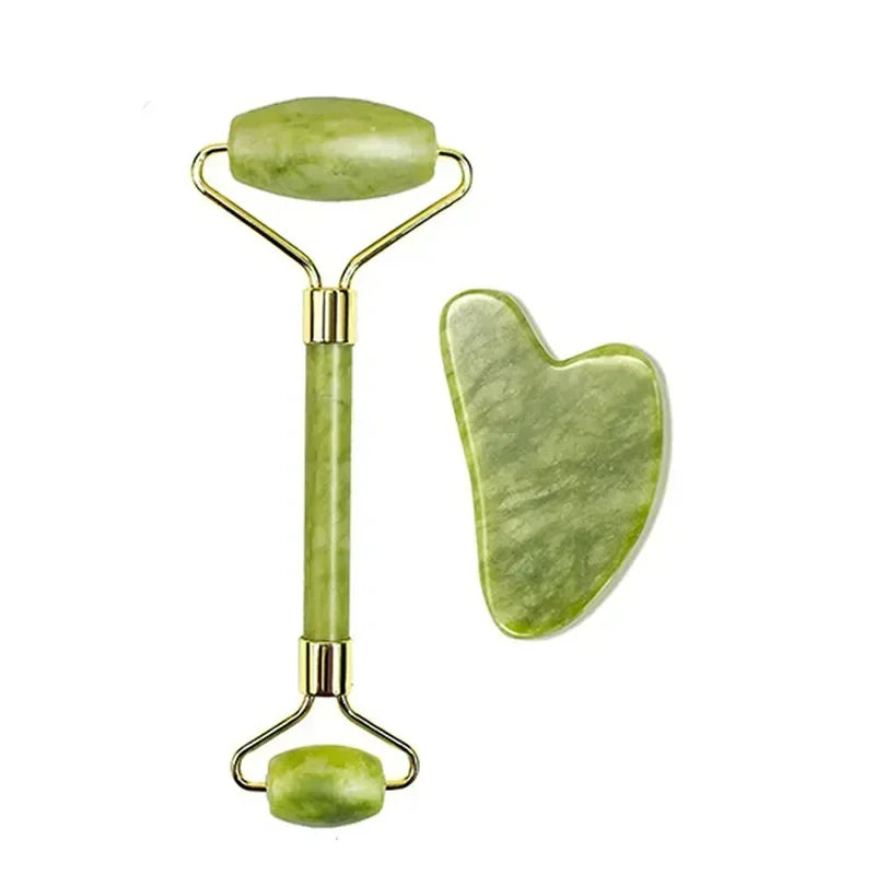 Jade Gua Sha & Face Roller Set — Facial Lifting & Sculpting Tools