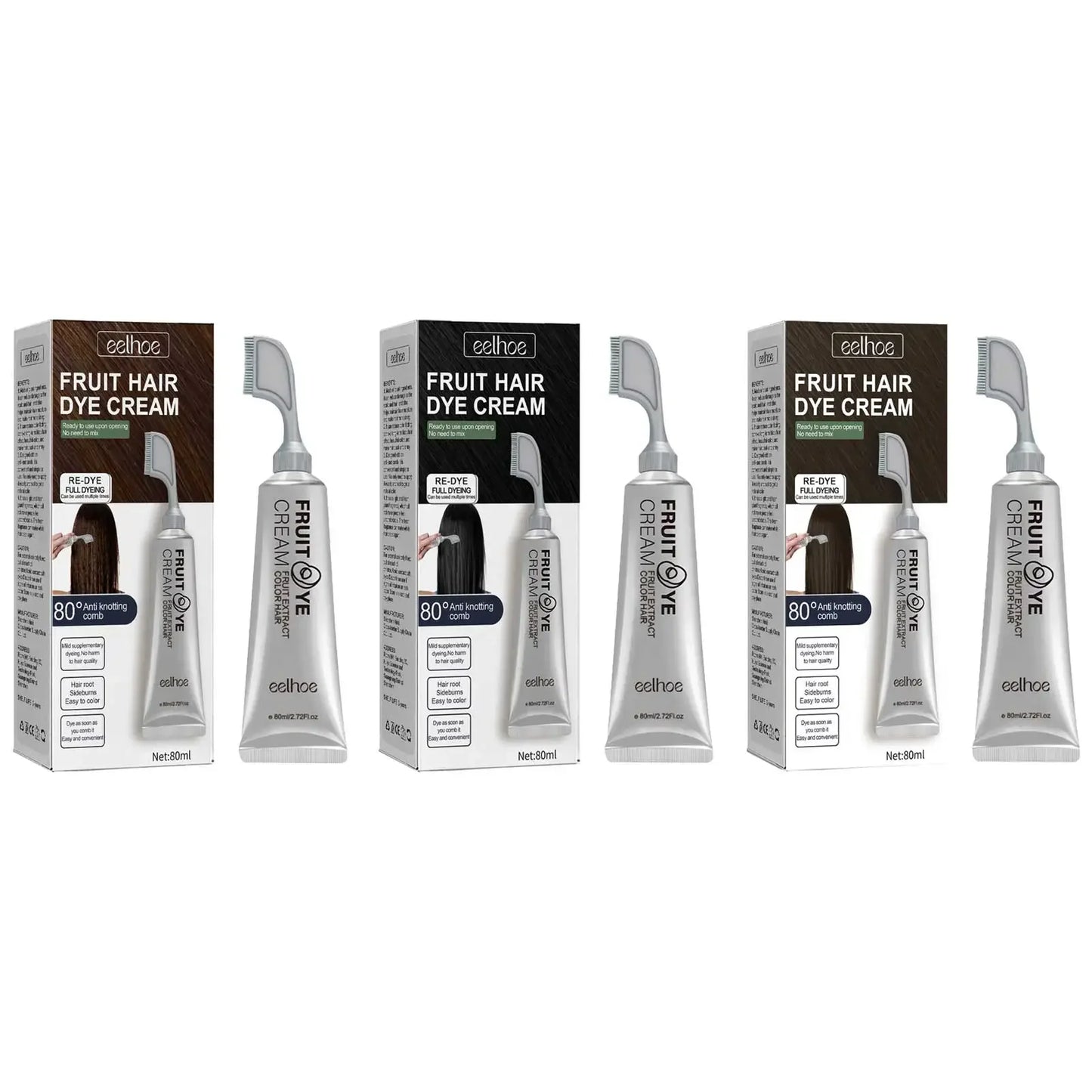 EELHOE Hair Color Cream — Permanent Ammonia-Free Dye (3 Colors)