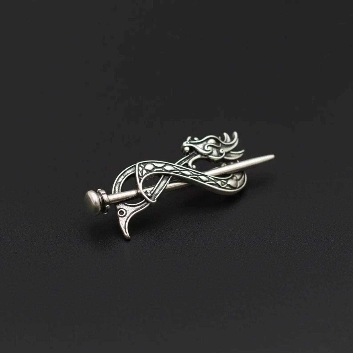 Viking Dragon Hair Pin, Celtic Knot Metal Hair Stick, Norse Mythology Hair Accessory, Medieval Hair Jewelry, Hair Fork, Hair Cla