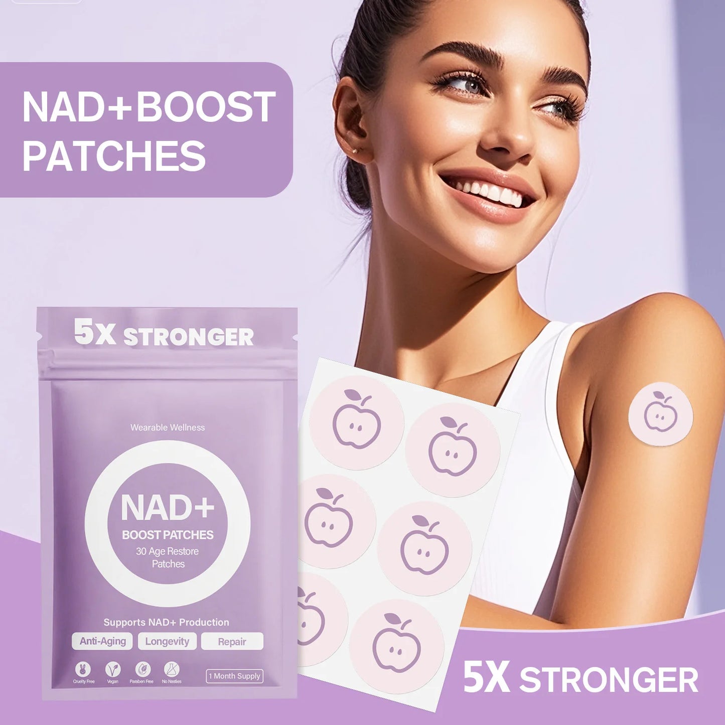 5x Enhanced Patch, NAD+Care Patch, Lazy Patch, Gentle Care for Arms and Waist, Kind Patch, Suitable for All Skin Types