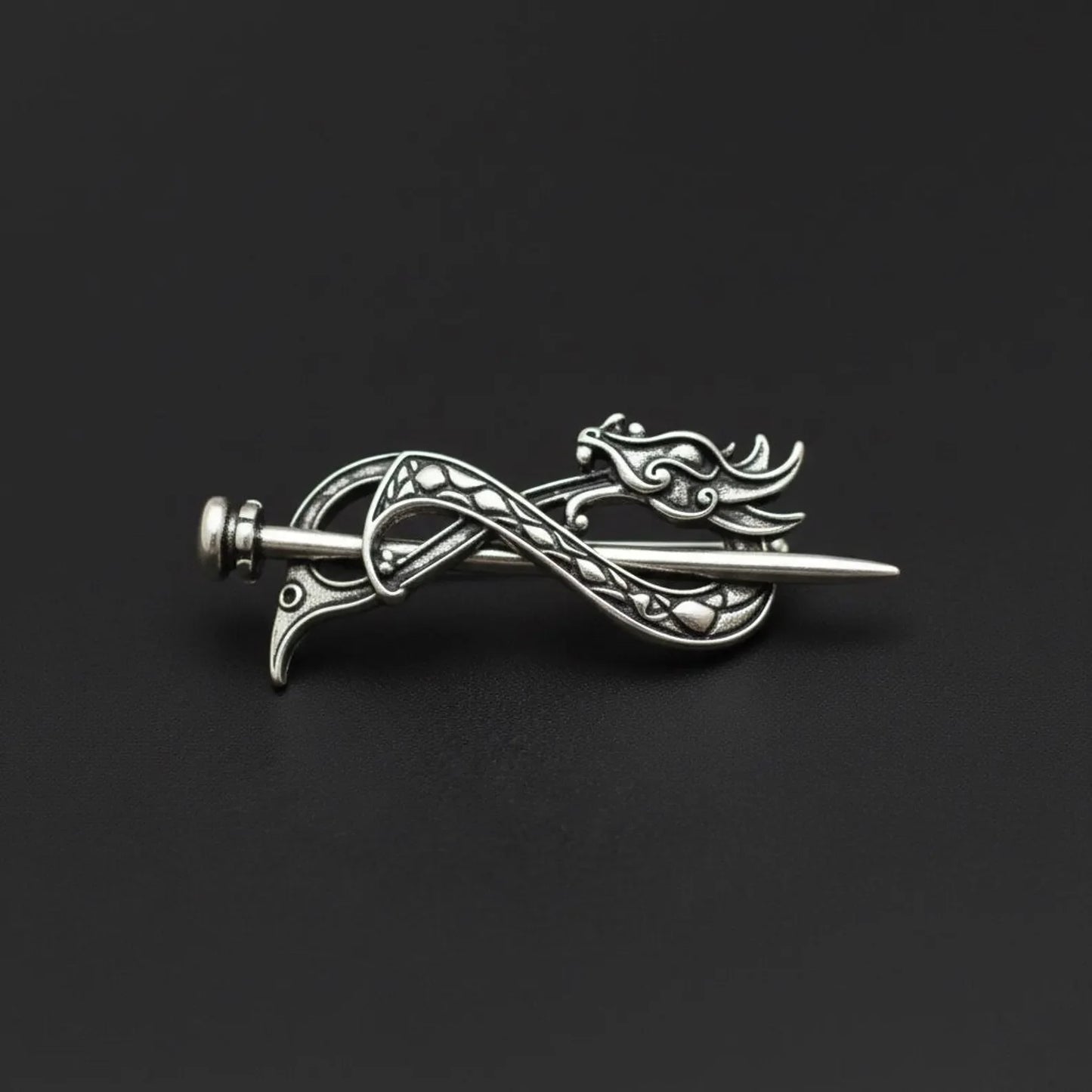 Viking Dragon Hair Pin, Celtic Knot Metal Hair Stick, Norse Mythology Hair Accessory, Medieval Hair Jewelry, Hair Fork, Hair Cla