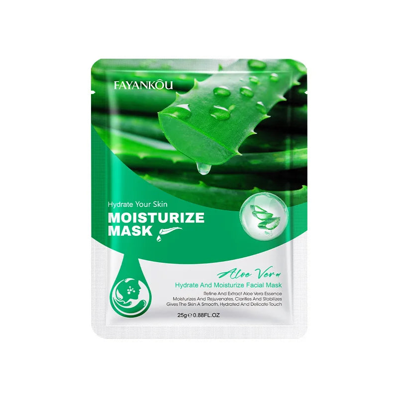 Multi-Pack Aloe Vera Moisturizing Mask, Contains Aloe Vera Essence, Nourishing and Hydrating, for Daily Facial Care, Suitable for All Skin Types, Multi-Pack Value Pack