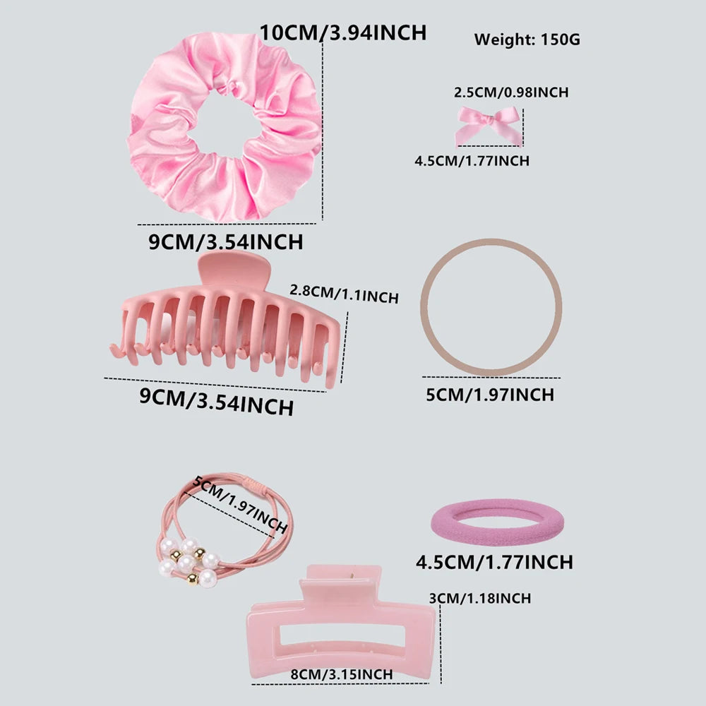 Pink Hair Accessories Set — Claws & Scrunchies
