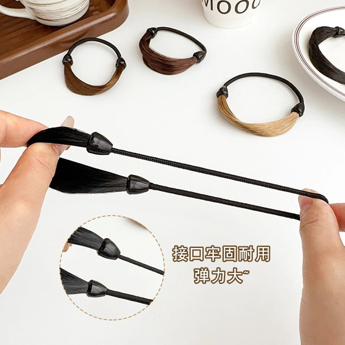 Hair Rope Elastic Band, Artificial Wig Hair Tie, Fashionable Wig Hair Ring, Straight Hair Ponytail Elastic Hair Accessory