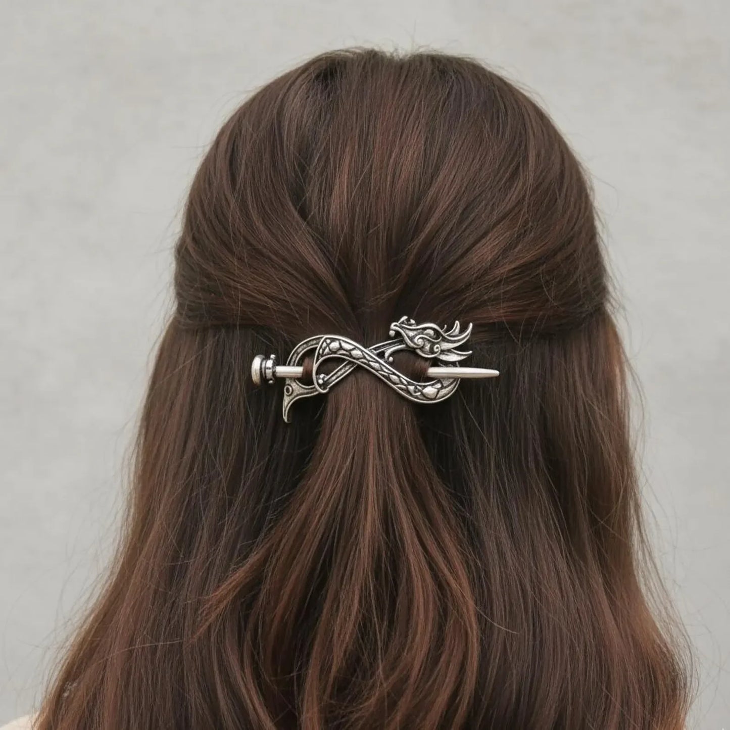 Viking Dragon Hair Pin, Celtic Knot Metal Hair Stick, Norse Mythology Hair Accessory, Medieval Hair Jewelry, Hair Fork, Hair Cla