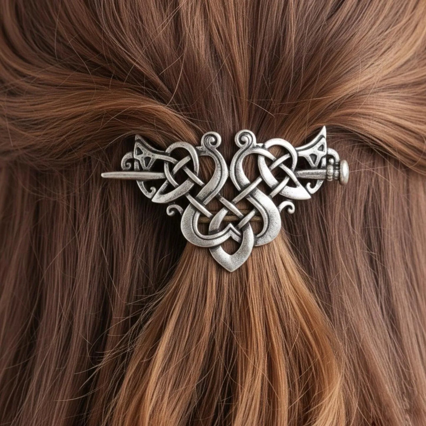 Viking Dragon Hair Pin, Celtic Knot Metal Hair Stick, Norse Mythology Hair Accessory, Medieval Hair Jewelry, Hair Fork, Hair Cla