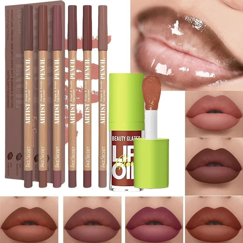 BEAUTY GLAZED 6-Piece Lipliner Set — Matte Waterproof