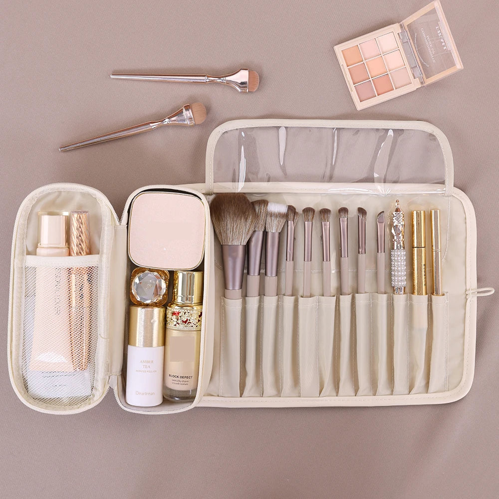 1pc large capacity multifunctional makeup bag, makeup brush bag, storage bag, portable folding beauty makeup makeup storage bag