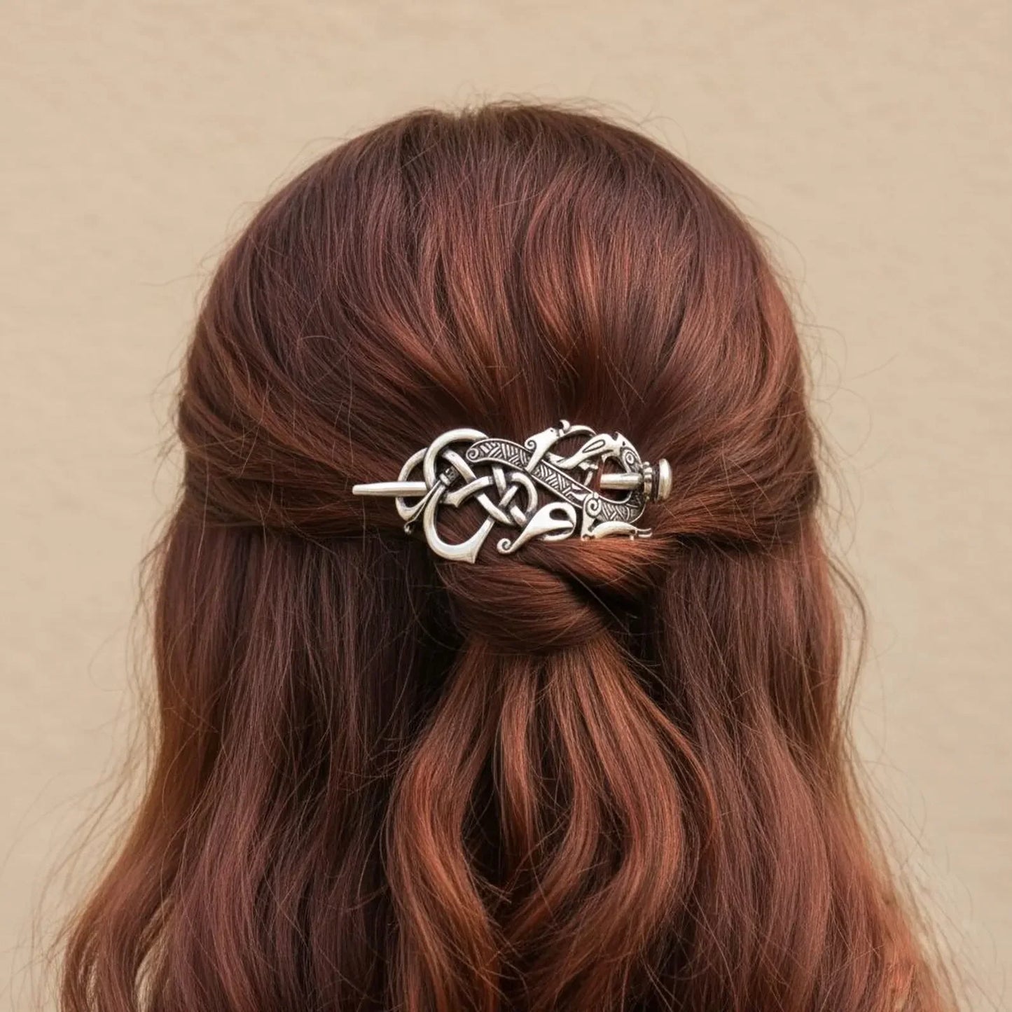 Viking Dragon Hair Pin, Celtic Knot Metal Hair Stick, Norse Mythology Hair Accessory, Medieval Hair Jewelry, Hair Fork, Hair Cla